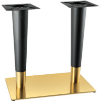 ENTREGA RÁPIDA. Mesa fabricada en estructura de hierro, pintado en color oro. Tableros disponibles en melamina de alta densidad, e inmejorable calidad, en compacto, en tablero multicapa y en piedra sinterizada. (varias medidas para elegir) También la hay con doble pata, y otra con base redonda. Además de en altura de 110 para barra y taburetes Cualquiera de nuestros pies de mesa se puede montar con cualquiera de nuestros tableros. Tan sólo elige el pie que te gusta, y el tablero que prefieras, y ya tienes tu mesa. Además, se pueden comprar sueltos, tanto los pies, como los tableros - doble pata